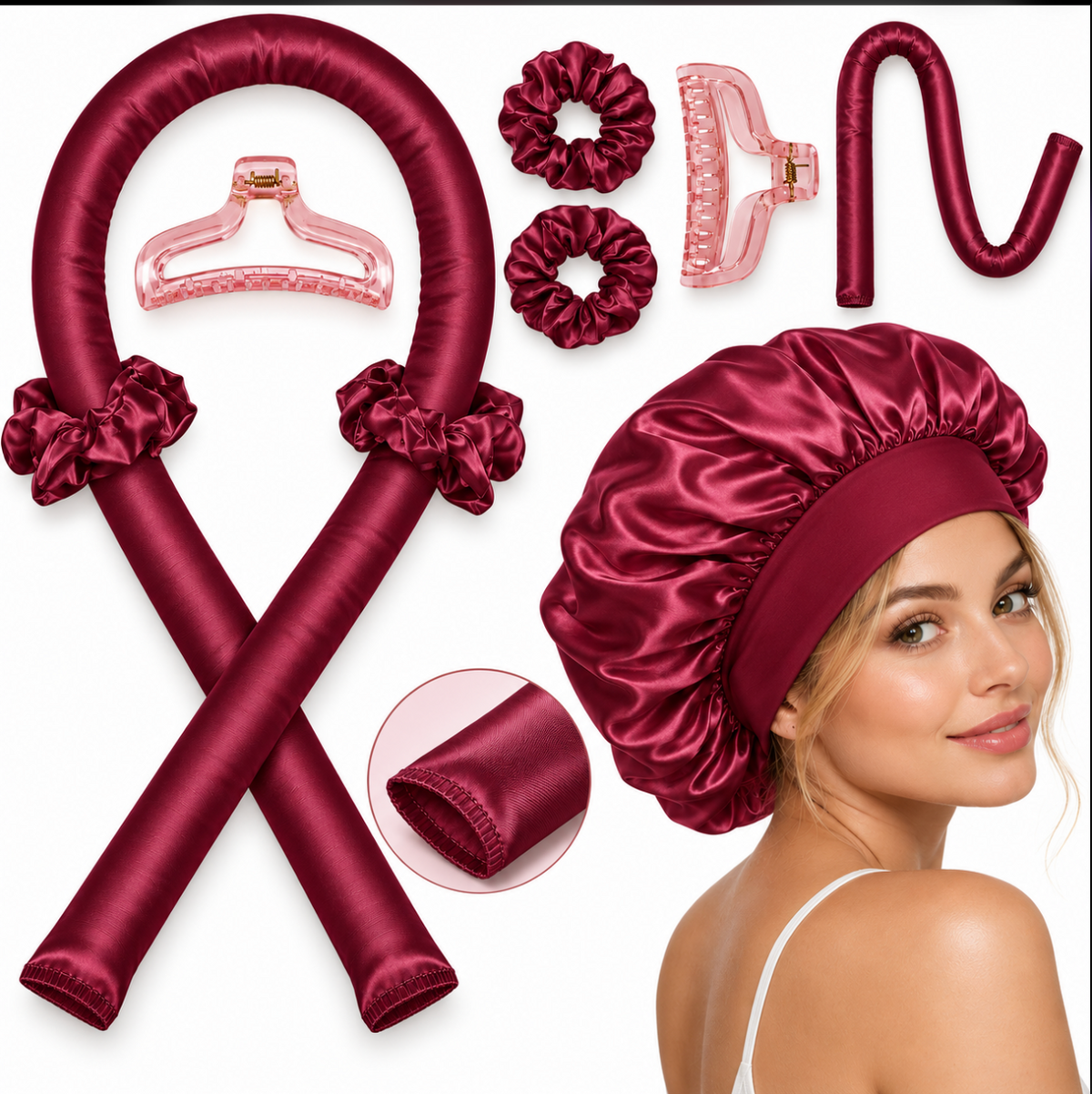 Kit boucles sans chaleur bordeaux